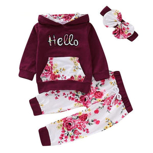 "Hello" Floral Sweat Suit