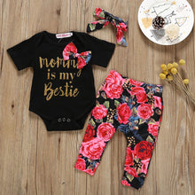 Load image into Gallery viewer, Flower Print Pants Outfit with Headband 3pc Set
