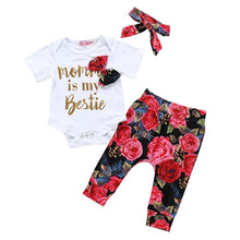 Load image into Gallery viewer, Flower Print Pants Outfit with Headband 3pc Set
