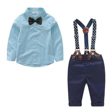 Load image into Gallery viewer, Baby Boy Suspender Set with Button Up Shirt
