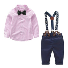 Load image into Gallery viewer, Baby Boy Suspender Set with Button Up Shirt
