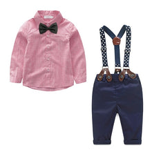 Load image into Gallery viewer, Baby Boy Suspender Set with Button Up Shirt
