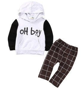 "oH boy" Hoodie with Checkered pants