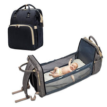 Load image into Gallery viewer, Diaper Bag that converts into portable bed
