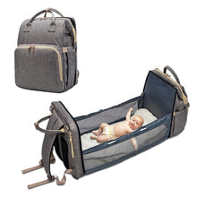 Load image into Gallery viewer, Diaper Bag that converts into portable bed
