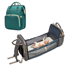 Load image into Gallery viewer, Diaper Bag that converts into portable bed
