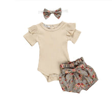 Load image into Gallery viewer, 3 Piece Outfits with bow-tie headband - Various Colors &amp; Styles
