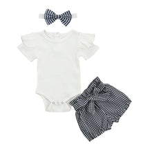 Load image into Gallery viewer, 3 Piece Outfits with bow-tie headband - Various Colors &amp; Styles
