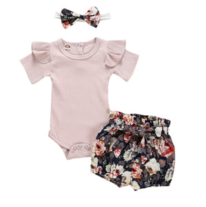 3 Piece Outfits with bow-tie headband - Various Colors & Styles