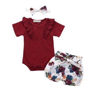 3 Piece Outfits with bow-tie headband - Various Colors & Styles