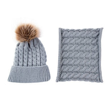 Load image into Gallery viewer, Knitted Beanie Cap with matching neck scarf
